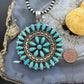 Southwestern Style Sterling Silver Turquoise Decorated Round Cluster Pendant For Women