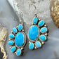 Native American Sterling Silver Turquoise Cluster Dangle Earrings For Women