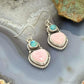 Sterling Silver Southwestern Style Pink Conch & Turquoise Dangle Earrings For Women