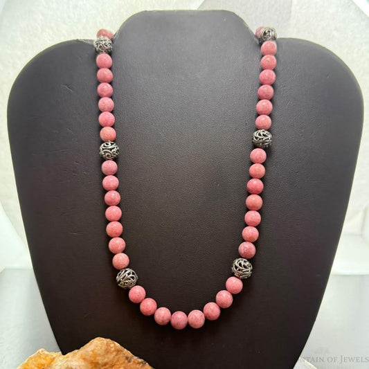 Carolyn Pollack Sterling Silver Round Rhodonite Beads 17"-20" Necklace For Women