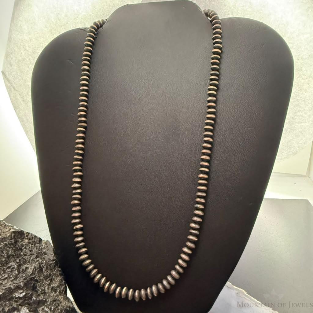 Copper Navajo Pearl Beads Saucer 6 mm Necklace Length 20"-22" For Women