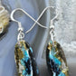 Sterling Silver Oval Chrysocolla Slab Dangle Earrings For Women #216