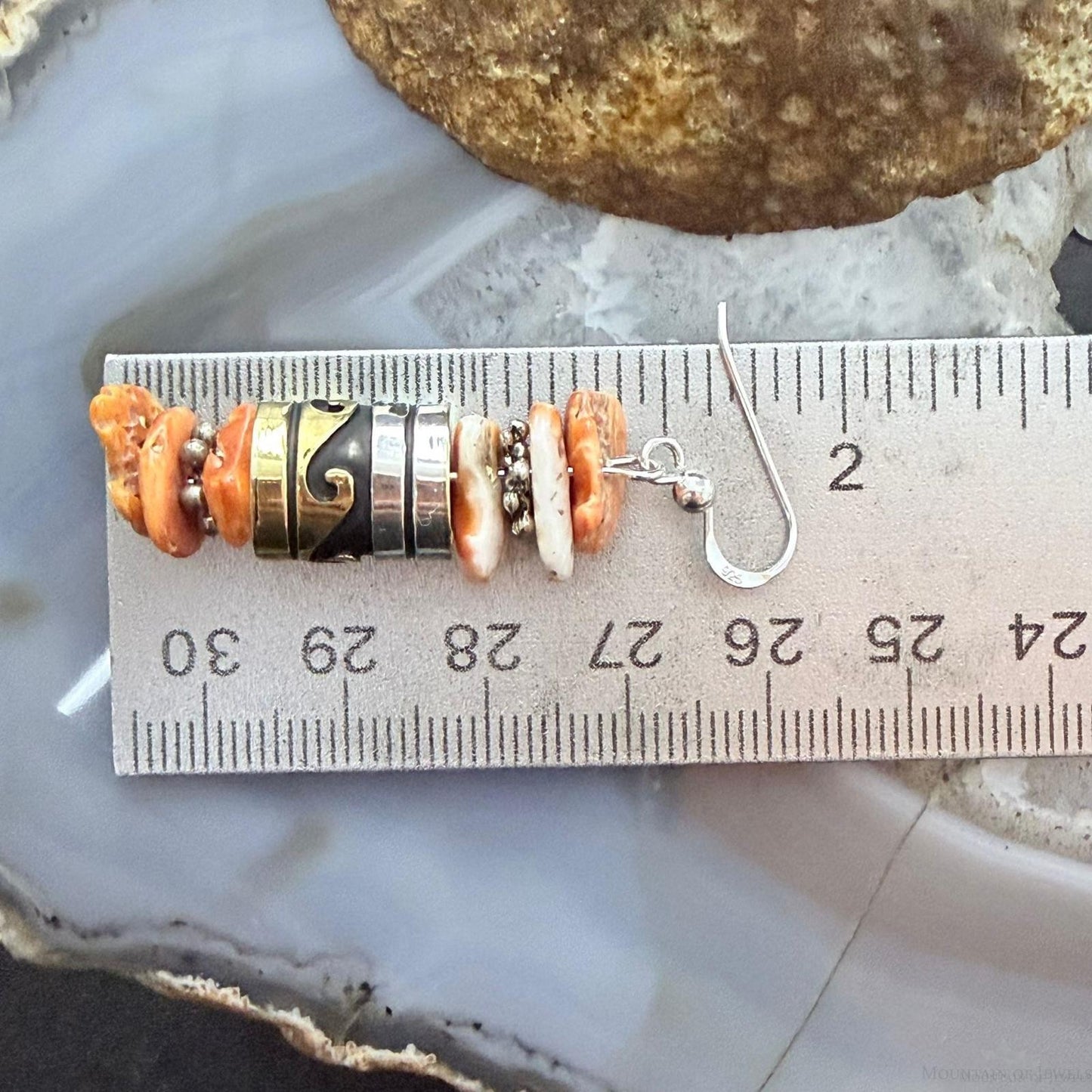 Tommy & Rosita Singer Sterling Silver Orange Spiny Oyster Beads Dangle Earrings For Women