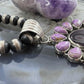 Native American Sterling Silver Wampum & Phosphosiderite Cluster Pendant For Women