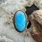 Native American Sterling Silver Oval Kingman Turquoise Ring Size 9.25 For Women