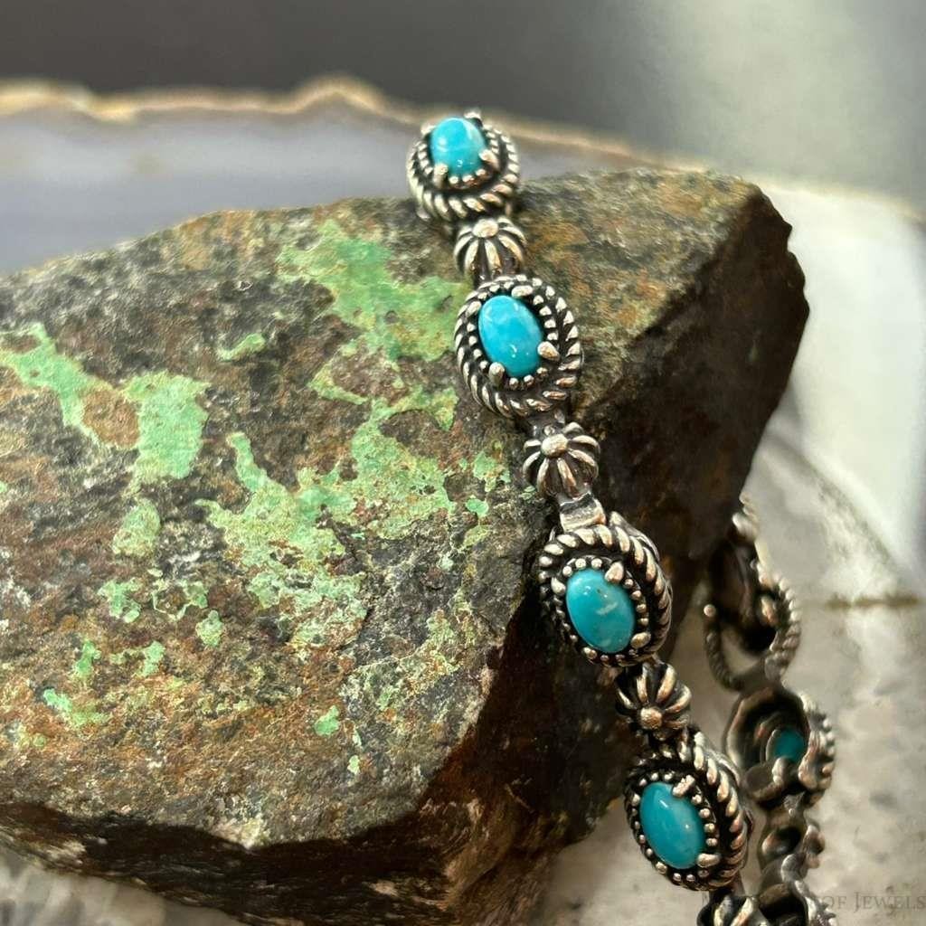 Carolyn Pollack Sterling Silver 9 Oval Turquoise Link Bracelet For Women