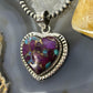 Sterling Silver Southwestern Style Purple Dahlia Heart Pendant For Women