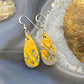Sterling Silver Teardrop Bumblebee Jasper Slab Dangle Earrings For Women #032