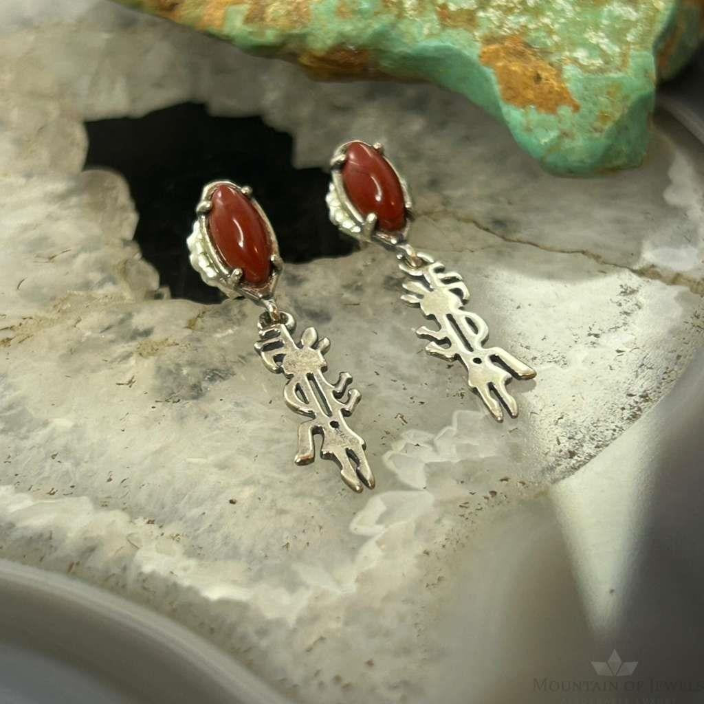 Carolyn Pollack Sterling Silver Red Jasper W/Kokopelli Dangle Earrings For Women