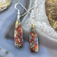 Sterling Silver Elongated Triangle Red Marcasite Slab Dangle Earrings For Women #221