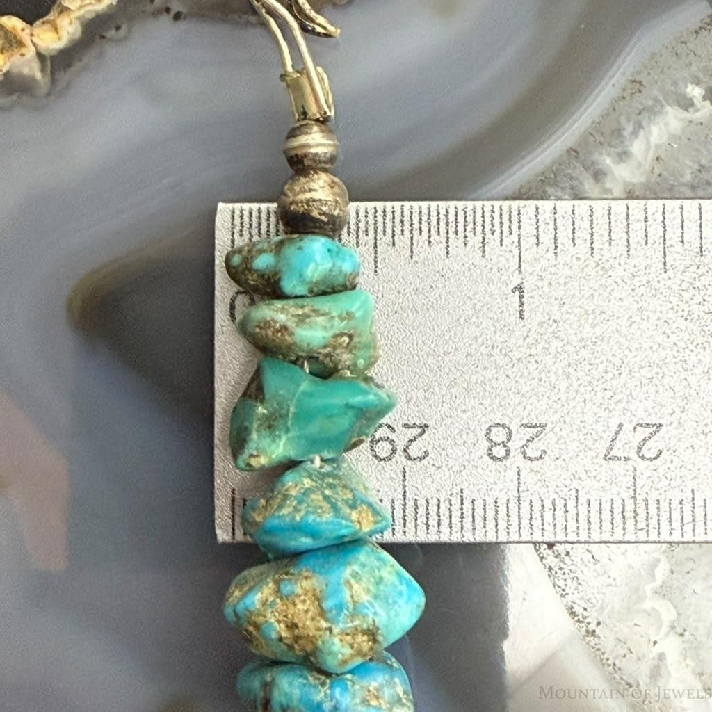 Vintage Native American Silver Rough Graduated kingman Turquoise 18" Necklace For Women