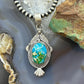 Sterling Silver Southwestern Style Sonora Gold Turquoise Decorated Pendant For Women