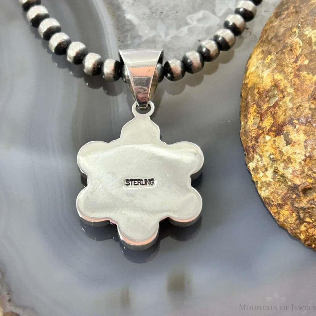 Native American Sterling Silver Turquoise Spiny Oyster Cluster Pendant For Women