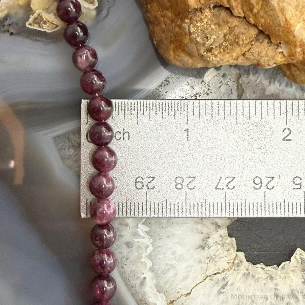 Sterling Silver 6mm Rounded Garnet Beads 18" Necklace For Women