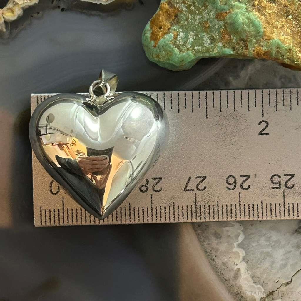 Sterling Silver Puff Heart Pendant For Women