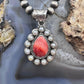 Native American Sterling Silver Teardrop Spiny Oyster w/Pearls Pendant For Women