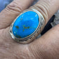 Native American Sterling Silver Oval Blue Ridge Turquoise Shield Ring Size 11 For Men