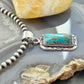 Native American Sterling Silver Rectangle Turquoise Decorated Pendant For Women