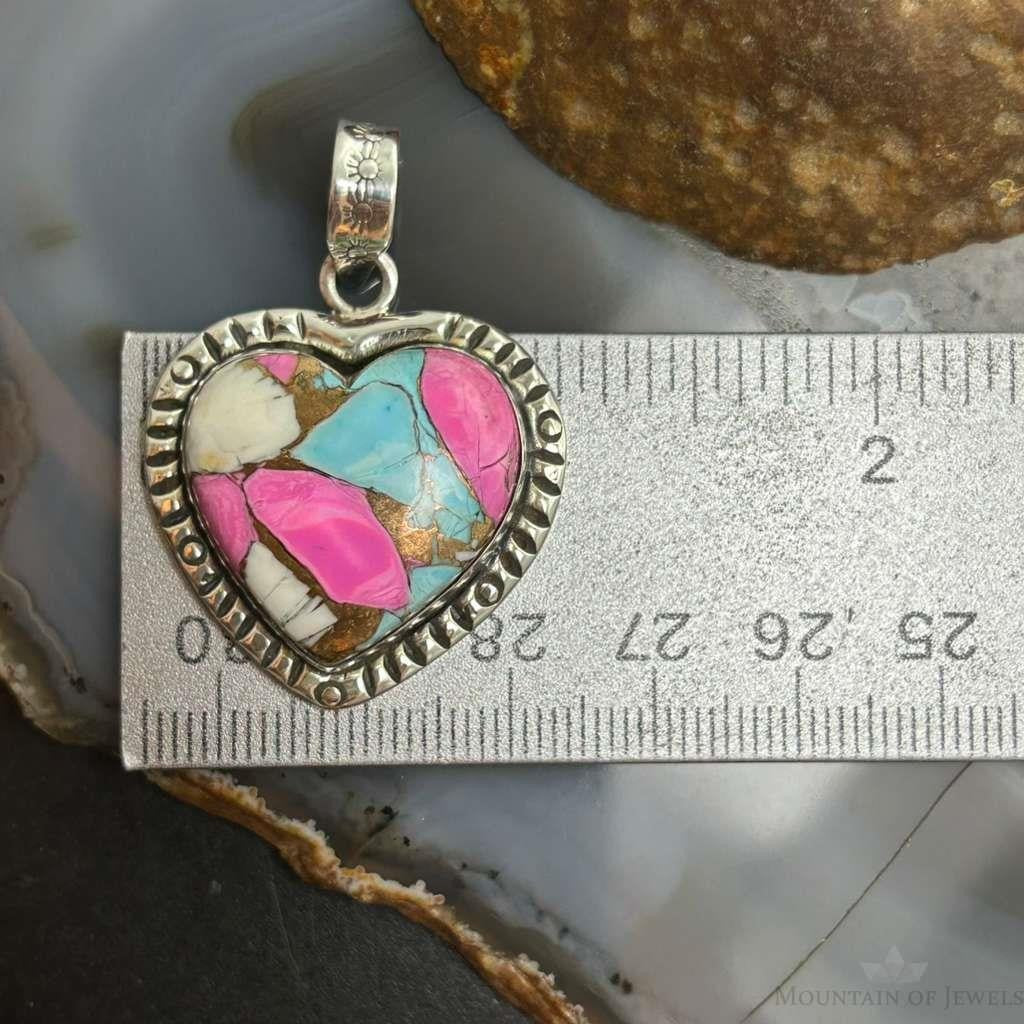 Sterling Silver Southwestern Style Cotton Candy Heart Pendant For Women
