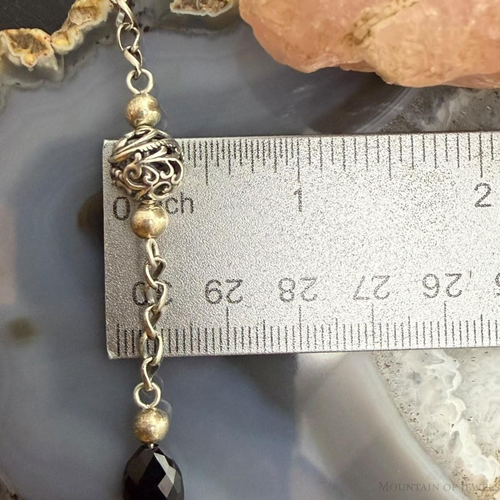 Carolyn Pollack Sterling Silver Faceted Onyx W/Swirl Beaded 26" Necklace