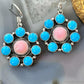 Native American Sterling Silver & Turquoise, Pink Conch Cluster Dangle Earrings For Women