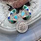 Vintage Native American Sterling Silver Multistone Inlay Post Earrings For Women