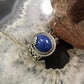 Carolyn Pollack Sterling Silver Oval Lapis Decorated Ring Size 9 For Women