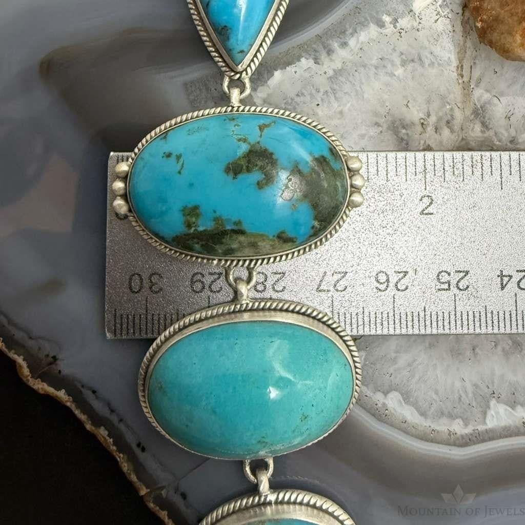 Sterling Silver Southwestern Style Kingman Turquoise 32" Necklace For Women #1