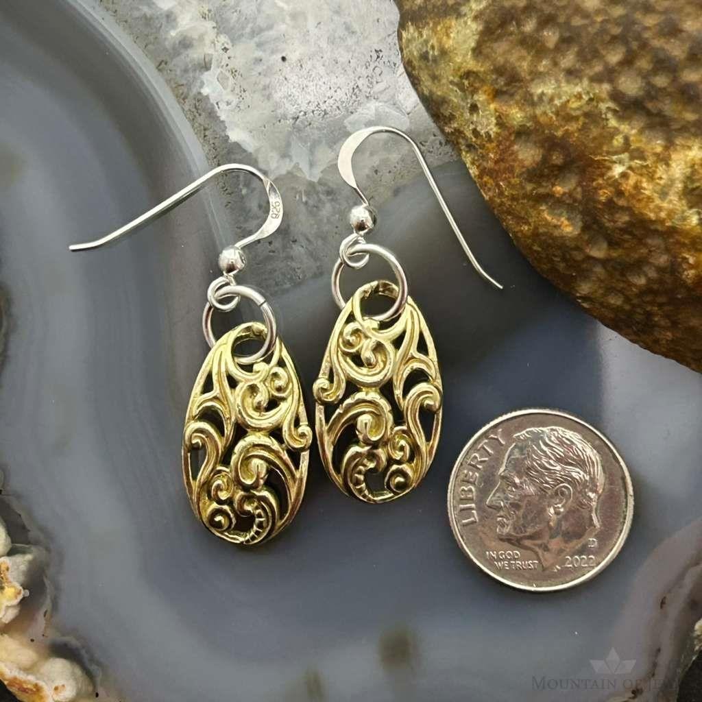Carolyn Pollack Brass & Sterling Silver Swirl Dangle Earrings For Women