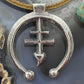 Gary Custer Sterling Silver Tufa Cast Cross Naja Unisex Pendant w/Leather Cord