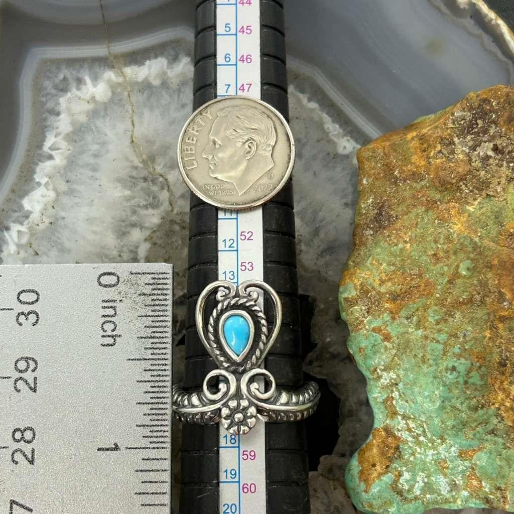 Carolyn Pollack Sterling Silver Teardrop Turquoise Decorated Ring For Women