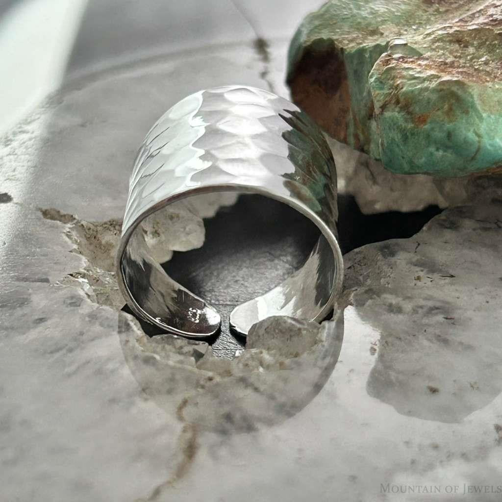 Sterling Silver Hammered Tapered Fashion Ring For Women