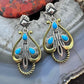 Carolyn Pollack Sterling Silver & Brass Sleeping Beauty Turquoise Post Dangle Earrings For Women