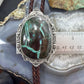 Sterling Silver Southwestern Style Oval Large Blackjack Turquoise Bolo Tie For Men