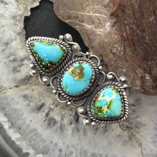 Sterling Silver Southwestern Style Sonora Gold Turquoise Adjustable Ring For Women #1