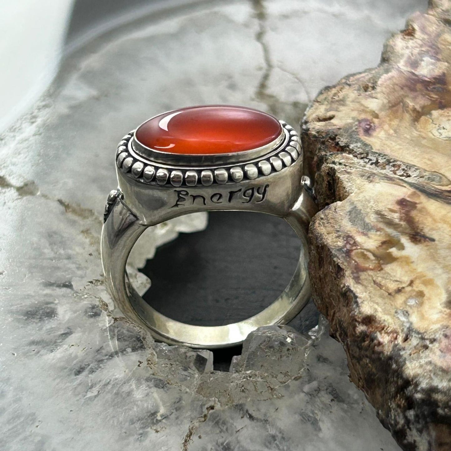 Carolyn Pollack Sterling Silver Horizontally Mounted Oval Carnelian Ring For Women