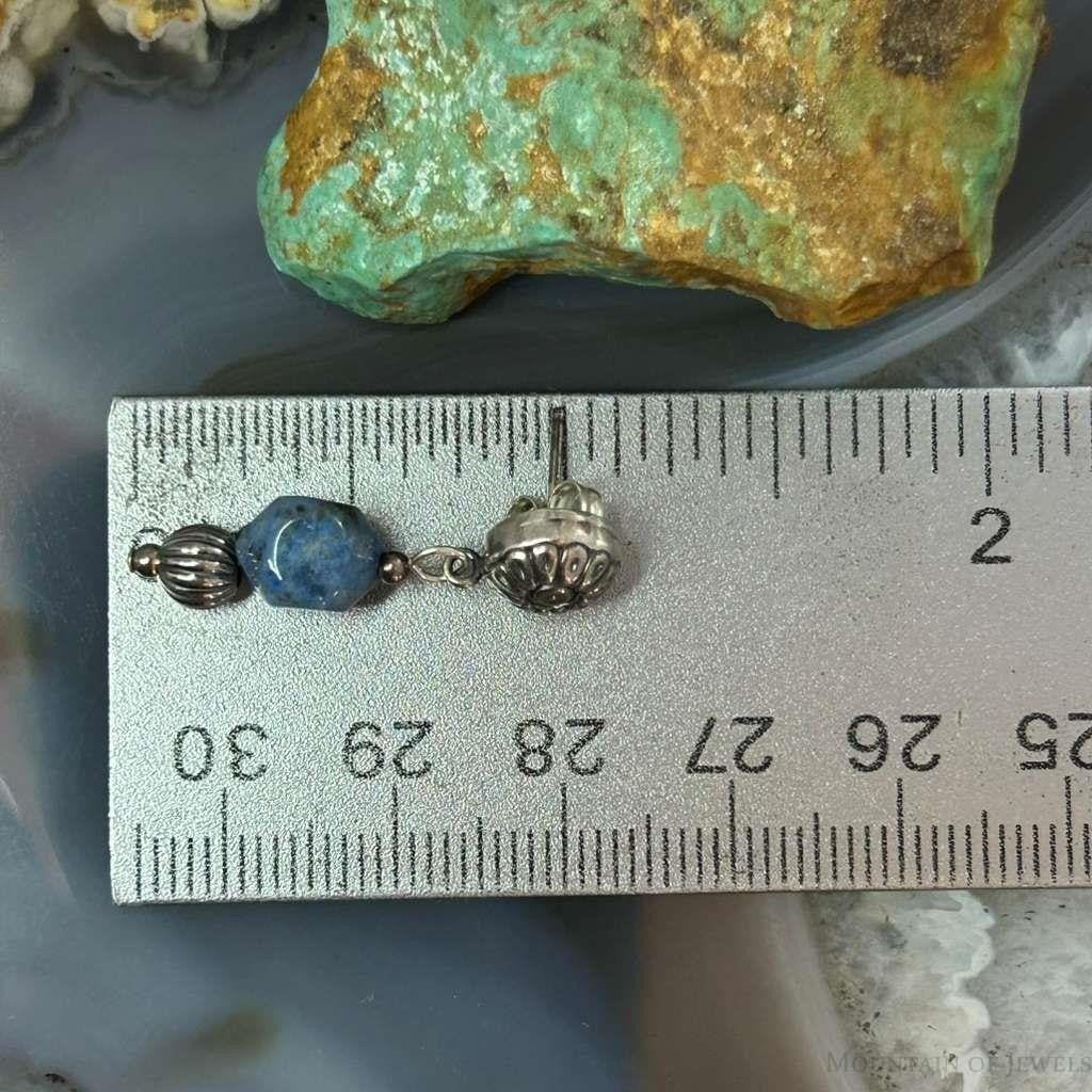 Carolyn Pollack Sterling Silver denim Lapis Decorated Dangle Earrings For Women