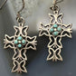 Sterling Silver Southwestern Style Turquoise Cross Dangle Earrings For Women