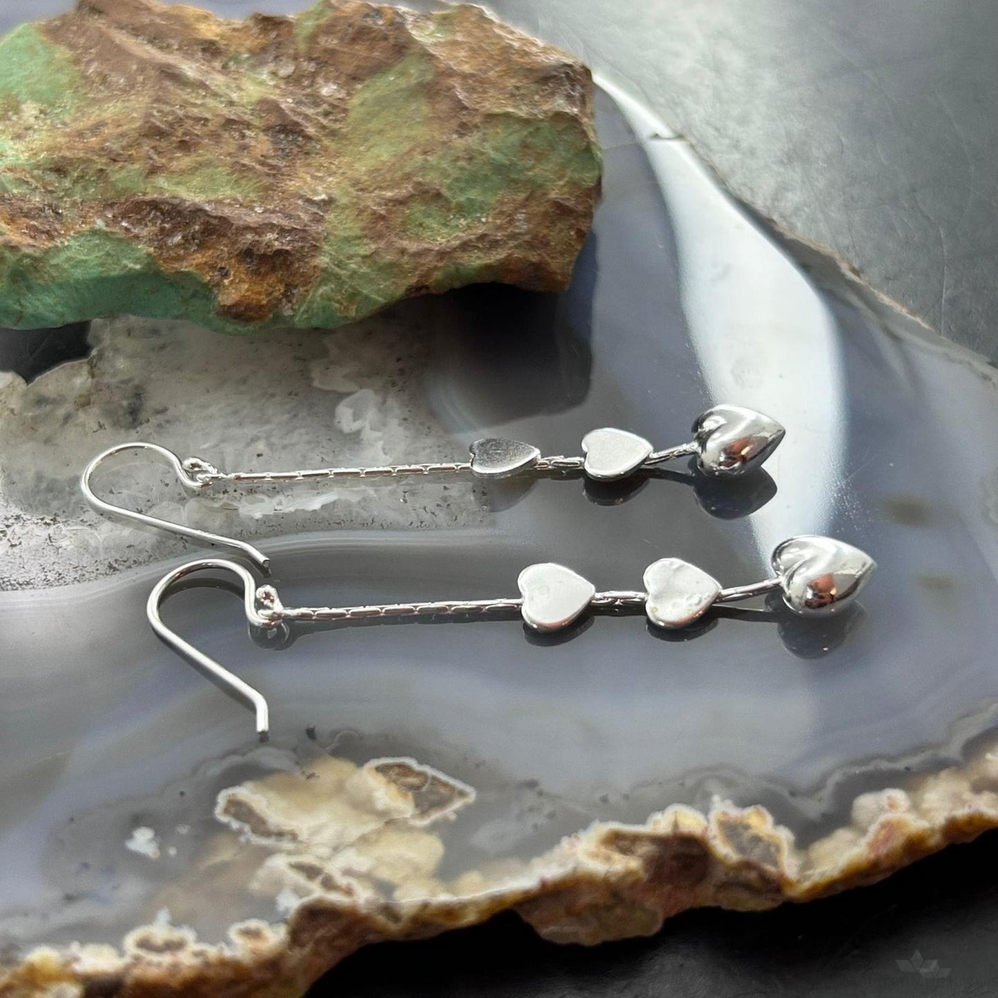 Sterling Silver 3 Hearts Fashion Dangle Earrings For Women