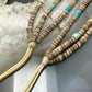 Vintage Native American 3 Strands Heishi Beads &Turquoise 26" Necklace For Women