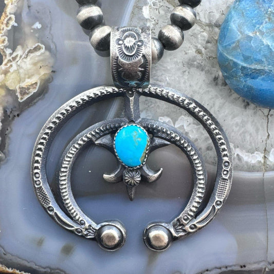 Eva & Linberg Billah Sterling Silver Oval Turquoise Decorated Unisex Large Naja Pendant #1