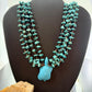 Vintage Native American 4 Starnds Turquoise & Brown Shell Beads w/Curved Turtle Necklace For Women
