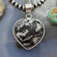 Sterling Silver Southwestern Style White Buffalo Heart Pendant For Women