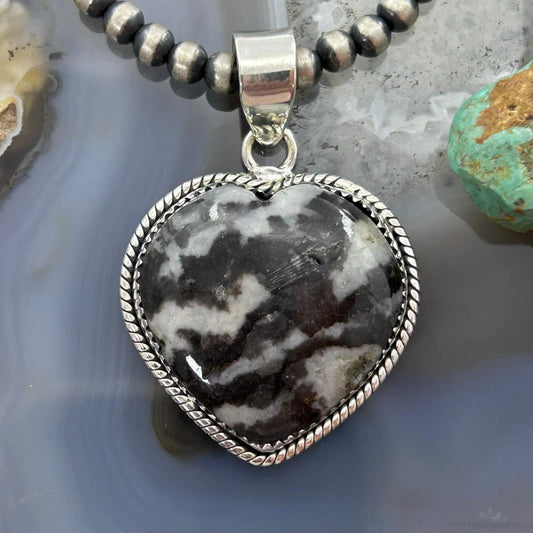 Sterling Silver Southwestern Style White Buffalo Heart Pendant For Women