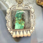 Sterling Silver Southwestern Style Rectangle Blackjack Turquoise Decorated Pendant #1