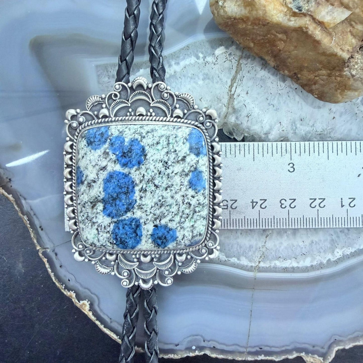 Sterling Silver Southwestern Style Large Square K2 Jasper Bolo Tie For Men