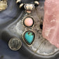 Native American Sterling Silver Pink Conch Shell & Turquoise Pendant For Women