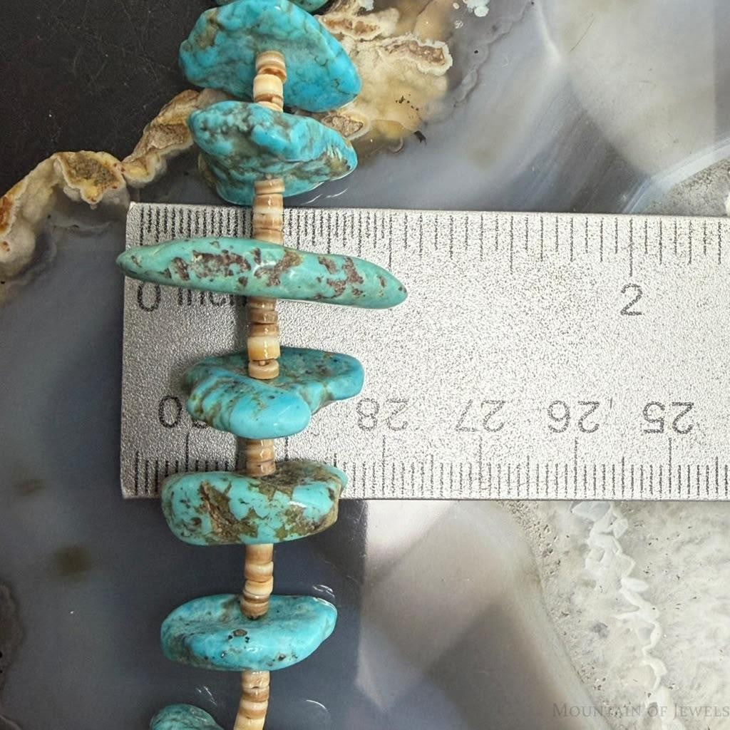 Vintage Native American Chunky Turquoise & Heishi Beads 20" Necklace For Women