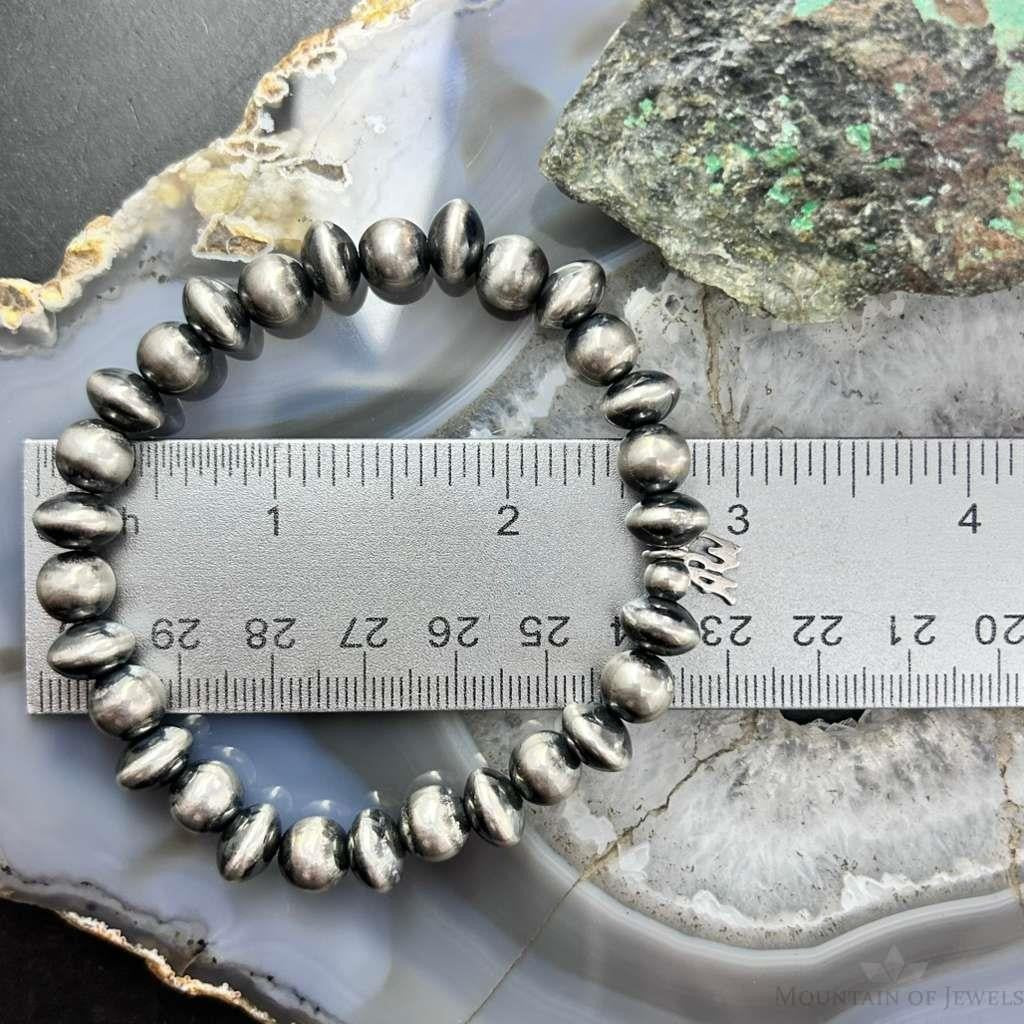 Carolyn Pollack Sterling Silver Navajo Pearl Style Beads Stretch Bracelet For Women