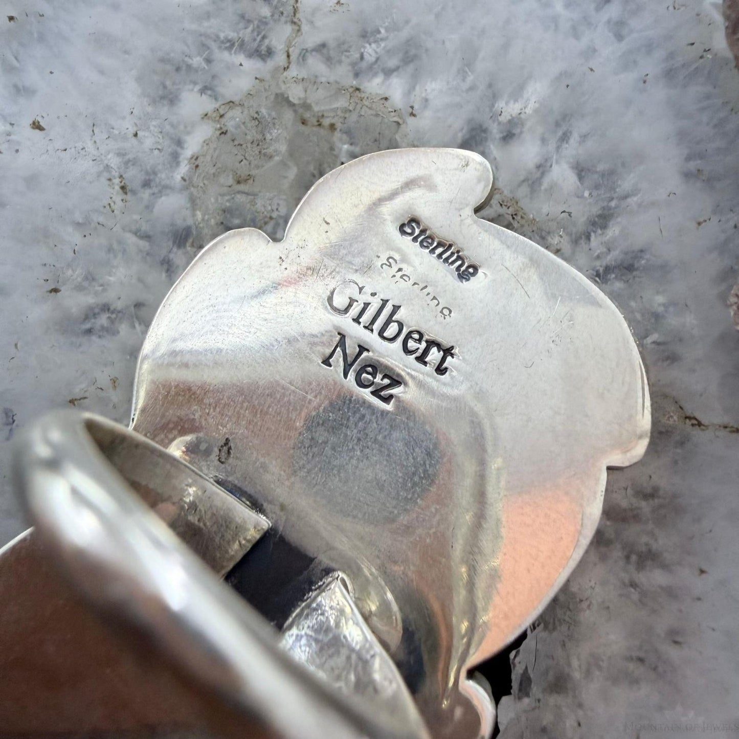 Gilbert Nez Native American Sterling Silver Large Purple Daliah Ring Size 7.75 For Women